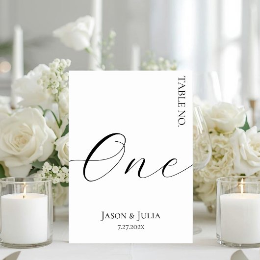 Formeel Minimalistisch Script Zwart & Wit Trouwen Kaart