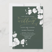 Formeel modern Sage Green Orchid All in One Weddin Kaart (Voorkant)