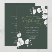 Formeel modern Sage Green Orchid All in One Weddin Kaart (Voorkant / Achterkant)