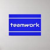 Formeel modern TEAMWORK Witte strepen op koningsbl Canvas Afdruk (Voorkant)