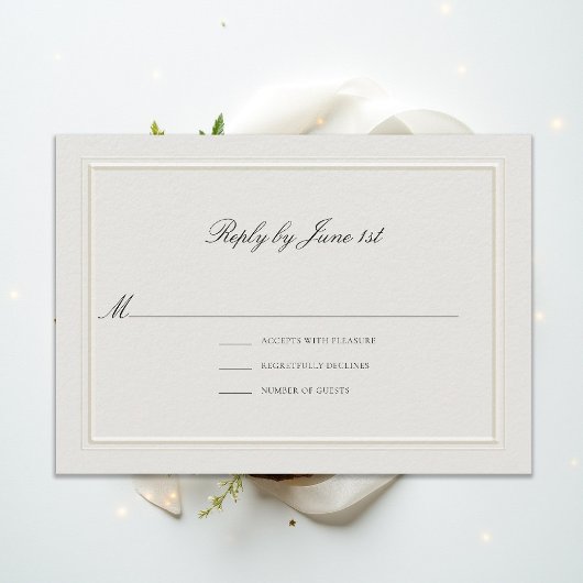 Formeel Moderne Klassieke Elegante Ecru Trouw-RSVP