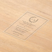 Formeel Monogram Blad Crest Trouwen Acryl Uitnodigingen (Laagn)