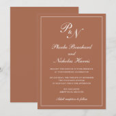 Formeel Monogram Eenvoudige Terracotta Elegante Br Kaart (Voorkant / Achterkant)