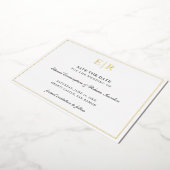 Formeel Monogram Elegant Bruiloft Bewaar de datum Folie Uitnodiging (Gedraaid)