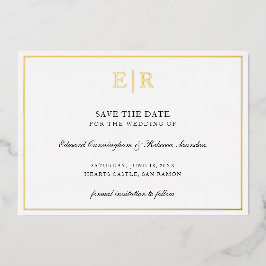 Formeel Monogram Elegante Trouwkaart Save The Date Folie Uitnodiging