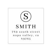 Formeel monogram en naam retouradres rubberstempel (Afrduk)