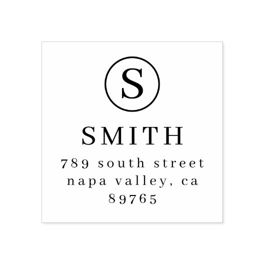 Formeel monogram en naam retouradres rubberstempel (Afrduk)