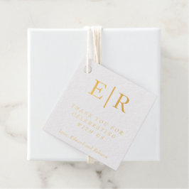Formeel Monogram Goud Eenvoudig Elegant Huwelijk Bedankjes Labels