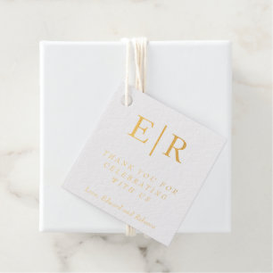Formeel Monogram Goud Eenvoudige Elegante Huwelijk Bedankjes Labels