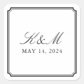 Formeel monogram vierkante sticker (Voorkant)