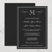 Formeel monogram | Zwarte en witte bruiloft Kaart (Voorkant / Achterkant)