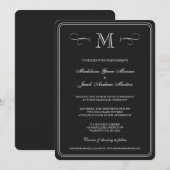 Formeel monogram | Zwarte en witte bruiloft Kaart (Voorkant / Achterkant)
