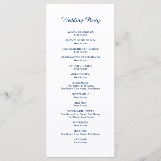 Formeel nautisch thema bruiloft ceremonie programm programmakaart (Achterkant)