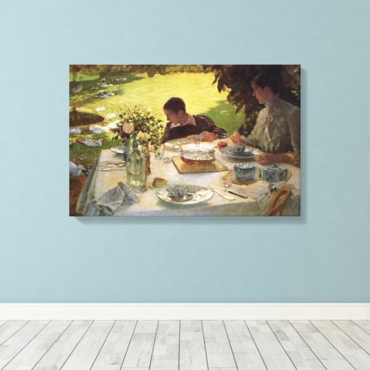 Formeel ontbijt in de tuin canvas afdruk (Insitu (Houten vloer))