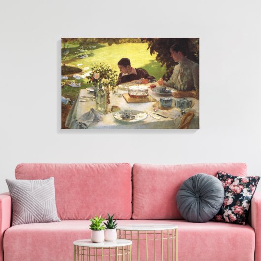 Formeel ontbijt in de tuin canvas afdruk (Insitu (Woonkamer))