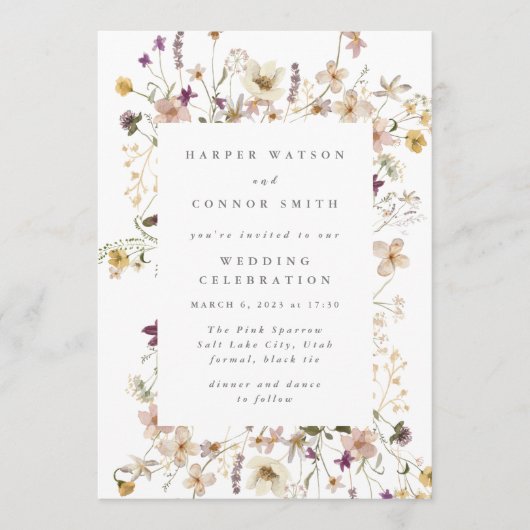 Formeel overvloedig gedroogd wild Pampas Wedding Kaart (Voorkant)