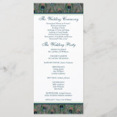 Formeel Peacock Feathers Wedding Programma Programmakaart (Achterkant)