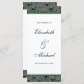 Formeel Peacock Feathers Wedding Programma Programmakaart (Voorkant / Achterkant)