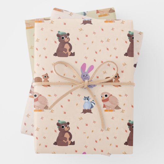 Formeel platte herfst/najaarsdieren inpakpapier vel (In situ)