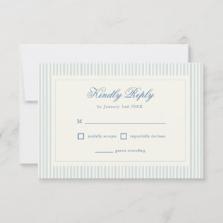 Formeel Preppy Frans Blauw Gestreepte RSVP Kaartje