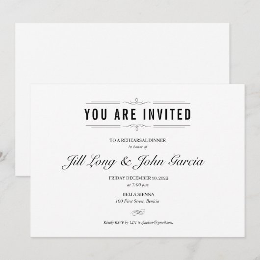 Formeel repetitiediner kaart (Voorkant / Achterkant)