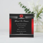 Formeel rood zwart gala diner zakelijke uitnodigin kaart (Staand voorkant)