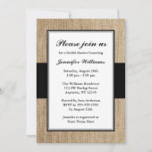Formeel Rustic Burlap Black Vrijgezellenfeest Kaart (Voorkant)