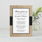 Formeel Rustic Burlap Black Vrijgezellenfeest Kaart (Staand voorkant)