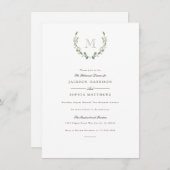 Formeel & rustiek groen | Initiaal bruiloft uitnod Kaart (Voorkant / Achterkant)