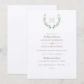 Formeel & rustiek groen | Initiaal bruiloft uitnod Kaart (Voorkant / Achterkant)