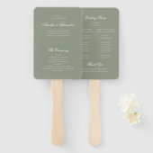 Formeel Sage Green & White Script Wedding Programm Handwaaier (Voorkant en achterkant)