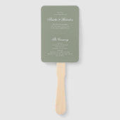 Formeel Sage Green & White Script Wedding Programm Handwaaier (Voorkant)