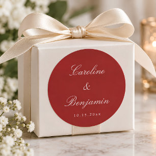 Formeel Schrift Elegant Huwelijk Aangepast Rood Ronde Sticker