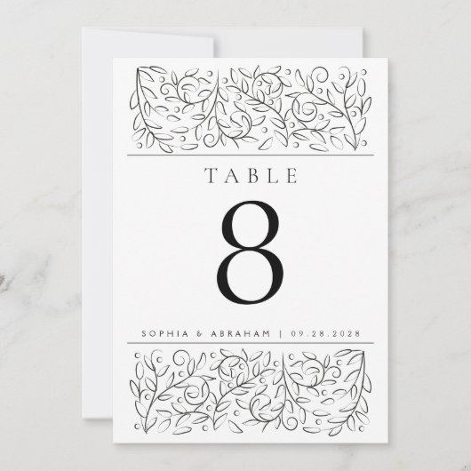 Formeel schuiven laat zwart wit tabelnummer kaart (Voorkant)