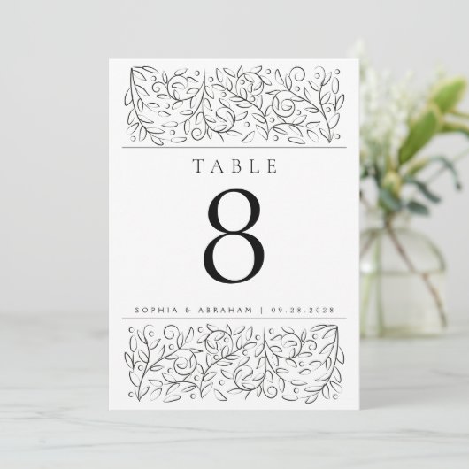 Formeel schuiven laat zwart wit tabelnummer kaart (Staand voorkant)