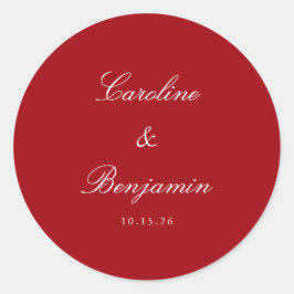 Formeel script Elegant Wedding Custom Red Ronde Sticker