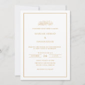 Formeel script gouden kader witte moslim bruiloft kaart (Voorkant)