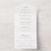 Formeel Script Monogram Goud Elegant Bruiloft All In One Uitnodiging (Binnen)