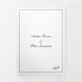 Formeel Script Monogram Zwart Wit Elegant Bruiloft Drieluik Uitnodiging (Cover)