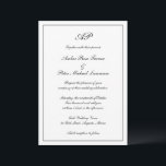 Formeel Script Monogram Zwart Wit Elegant Bruiloft Kaart<br><div class="desc">De traditionele Uitnodiging van het de Stijlhuwelijk van de Stijl met een eenvoudig ontwerp in klassiek zwart-wit met uw monogram bij de bovenkant samen met uw trouwdetails in een elegant manuscript dat door een grens wordt omringd. De kleur kan in om het even welke kleur worden veranderd u door de...</div>