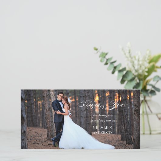 formeel script | Trouwbedankje Fotokaart Bedankkaart (Staand voorkant)