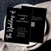 Formeel Script Zwart Wit Elegant Huwelijk Kaart