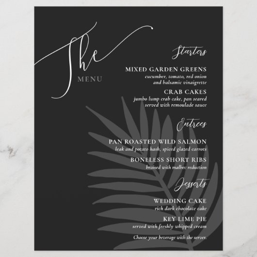Formeel Simple Wedding Menu Black White Grey (Voorkant)