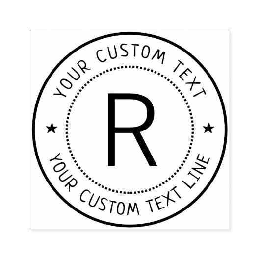 Formeel stempel met monogram en ronde vorm (Afrduk)