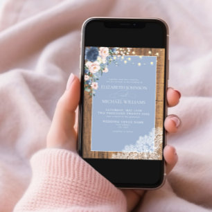 Formeel stonk Blue Blush Rustic Wood Lace Script Kaart