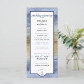 Formeel #Trouwfeest Modern #Nautisch Stofblauw & G Programmakaart (Staand voorkant)