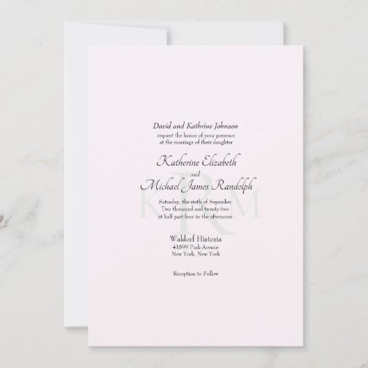 Formeel Trouwmonogram Bruid Ouders Roze II Kaart (Voorkant)