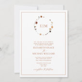 Formeel verbrande Sinaasappel Floral Crest Monogra Kaart (Voorkant)