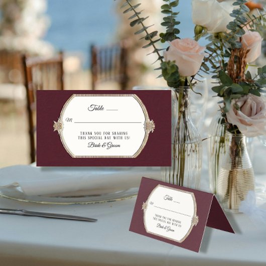 Formeel Victoriaans Elegant Bourgondië n Gouden Re Kaart