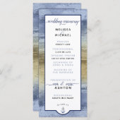 Formeel #Wedding Modern #Nautical Dusty Blue & Gol Programmakaart (Voorkant / Achterkant)